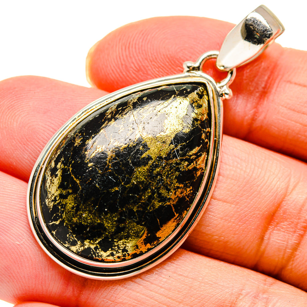 Pyrite In Black Onyx Pendants handcrafted by Ana Silver Co - PD742780