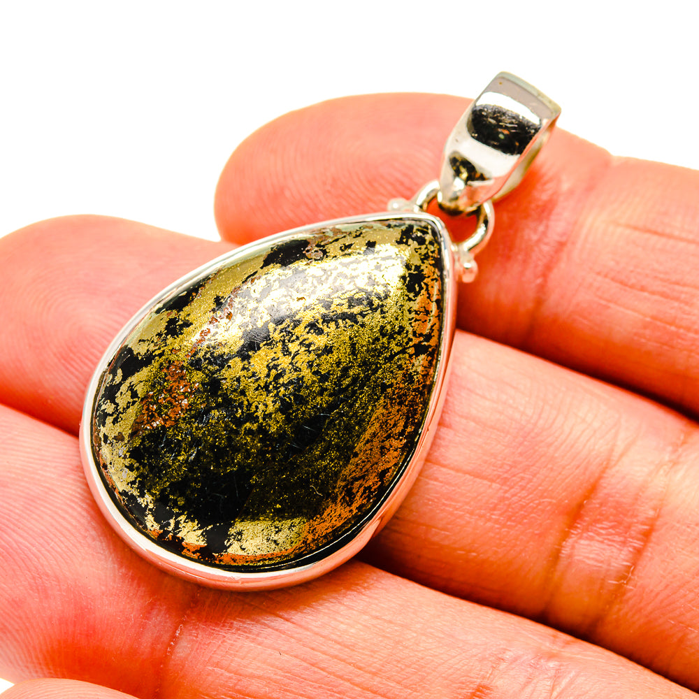 Pyrite In Black Onyx Pendants handcrafted by Ana Silver Co - PD742992