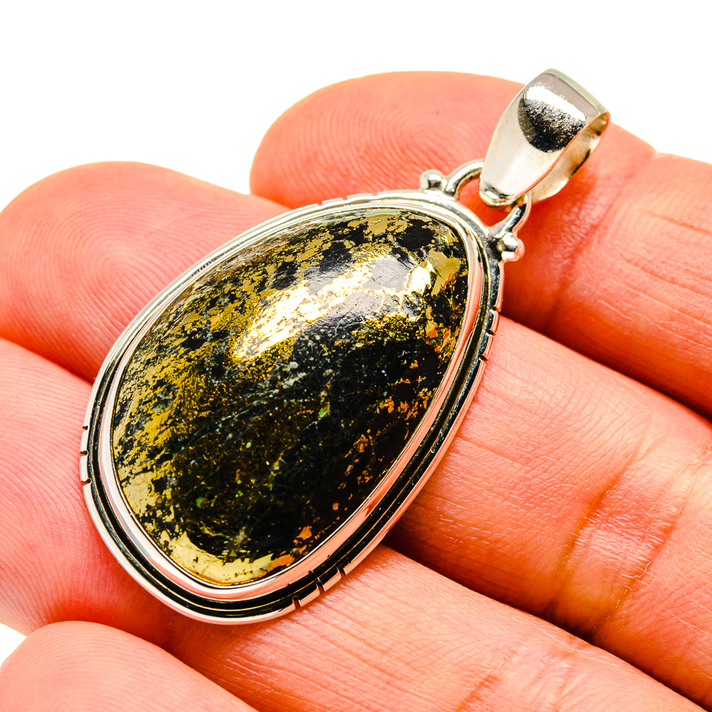 Pyrite In Black Onyx Pendants handcrafted by Ana Silver Co - PD742993