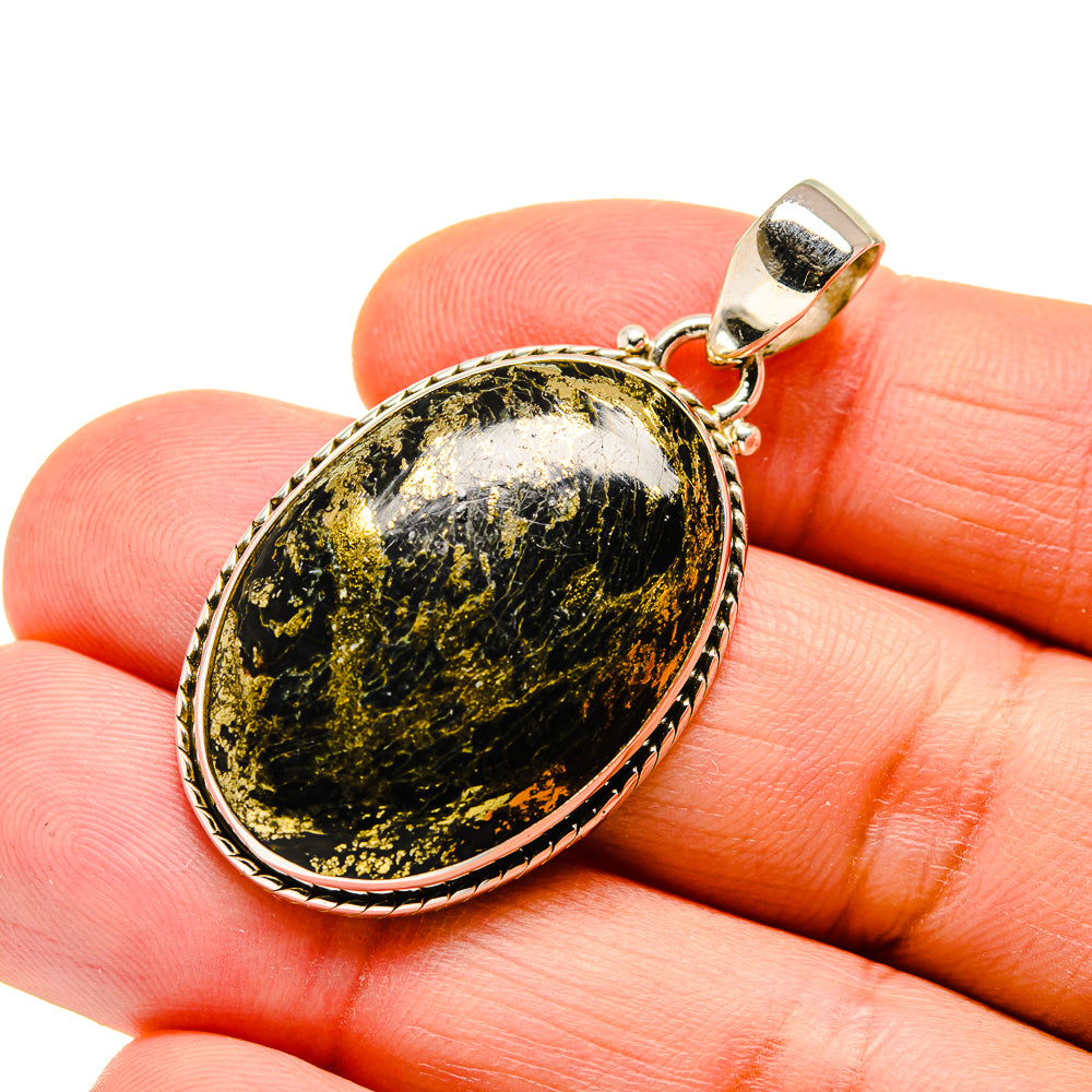 Pyrite In Black Onyx Pendants handcrafted by Ana Silver Co - PD743149
