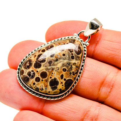 Poppy Jasper teardrop pendant close-up with polished 925 sterling silver bail