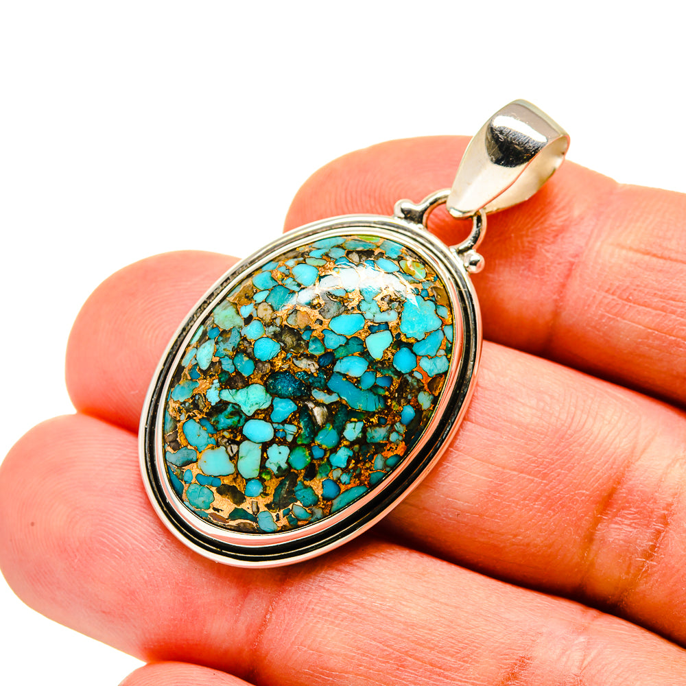 Blue Copper Composite Turquoise Pendants handcrafted by Ana Silver Co - PD743212