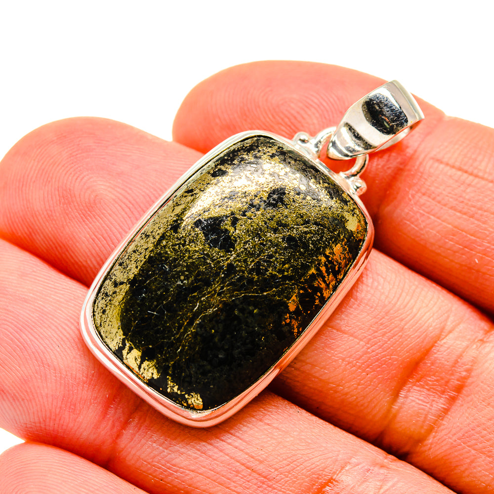 Pyrite In Black Onyx Pendants handcrafted by Ana Silver Co - PD743408