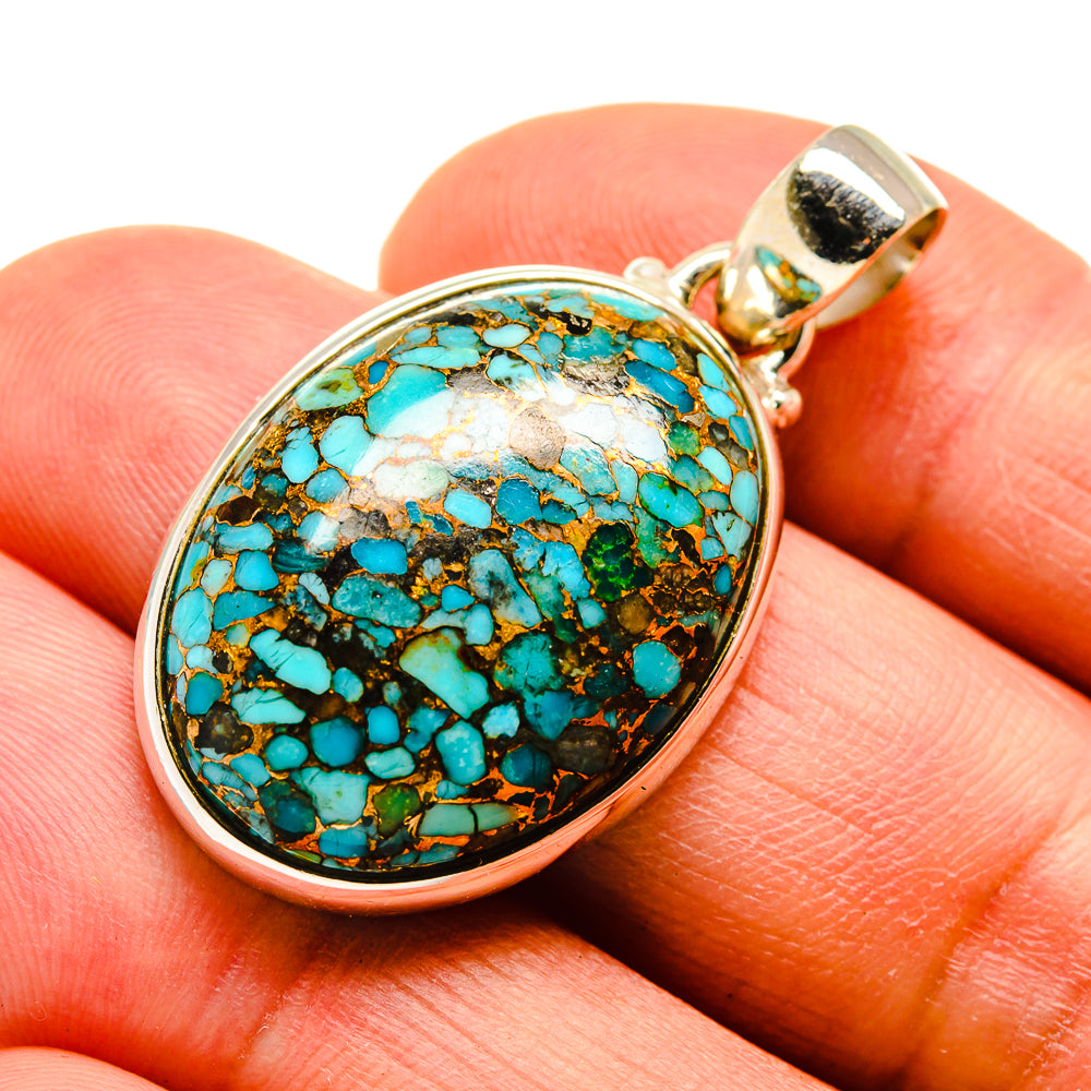 Blue Copper Composite Turquoise Pendants handcrafted by Ana Silver Co - PD743480