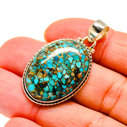 Blue Copper Composite Turquoise Pendants handcrafted by Ana Silver Co - PD743569