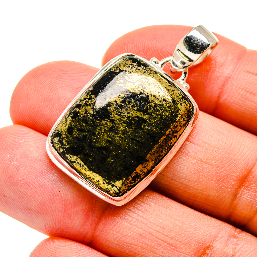 Pyrite In Black Onyx Pendants handcrafted by Ana Silver Co - PD743648