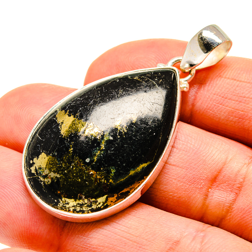 Pyrite In Black Onyx Pendants handcrafted by Ana Silver Co - PD743707