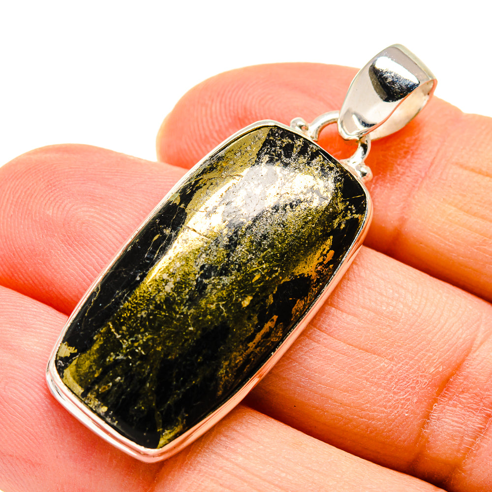 Pyrite In Black Onyx Pendants handcrafted by Ana Silver Co - PD743715