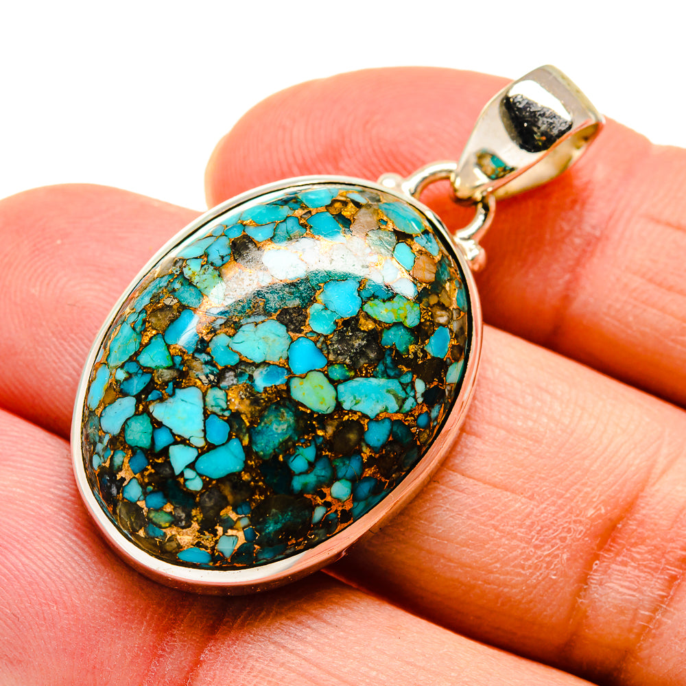 Blue Copper Composite Turquoise Pendants handcrafted by Ana Silver Co - PD743748