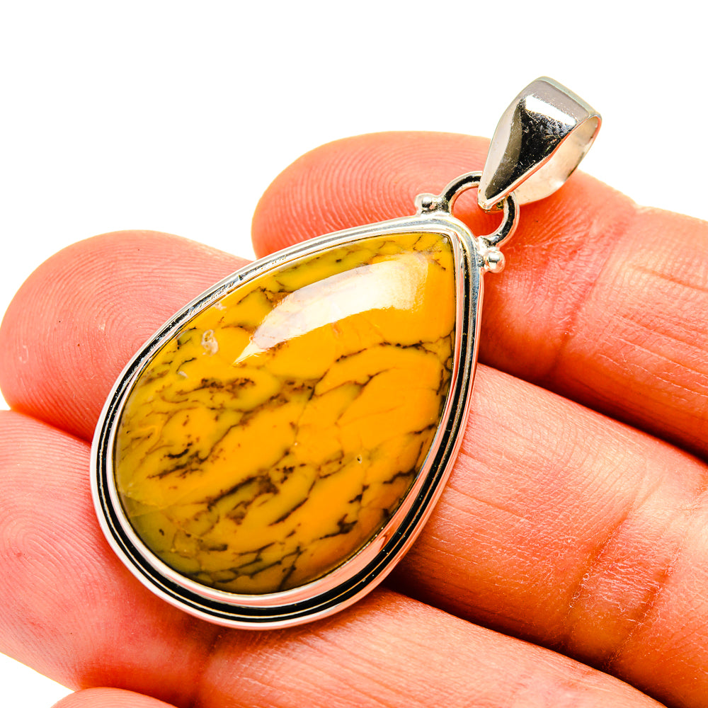 Yellow Moss Agate Pendants handcrafted by Ana Silver Co - PD743849