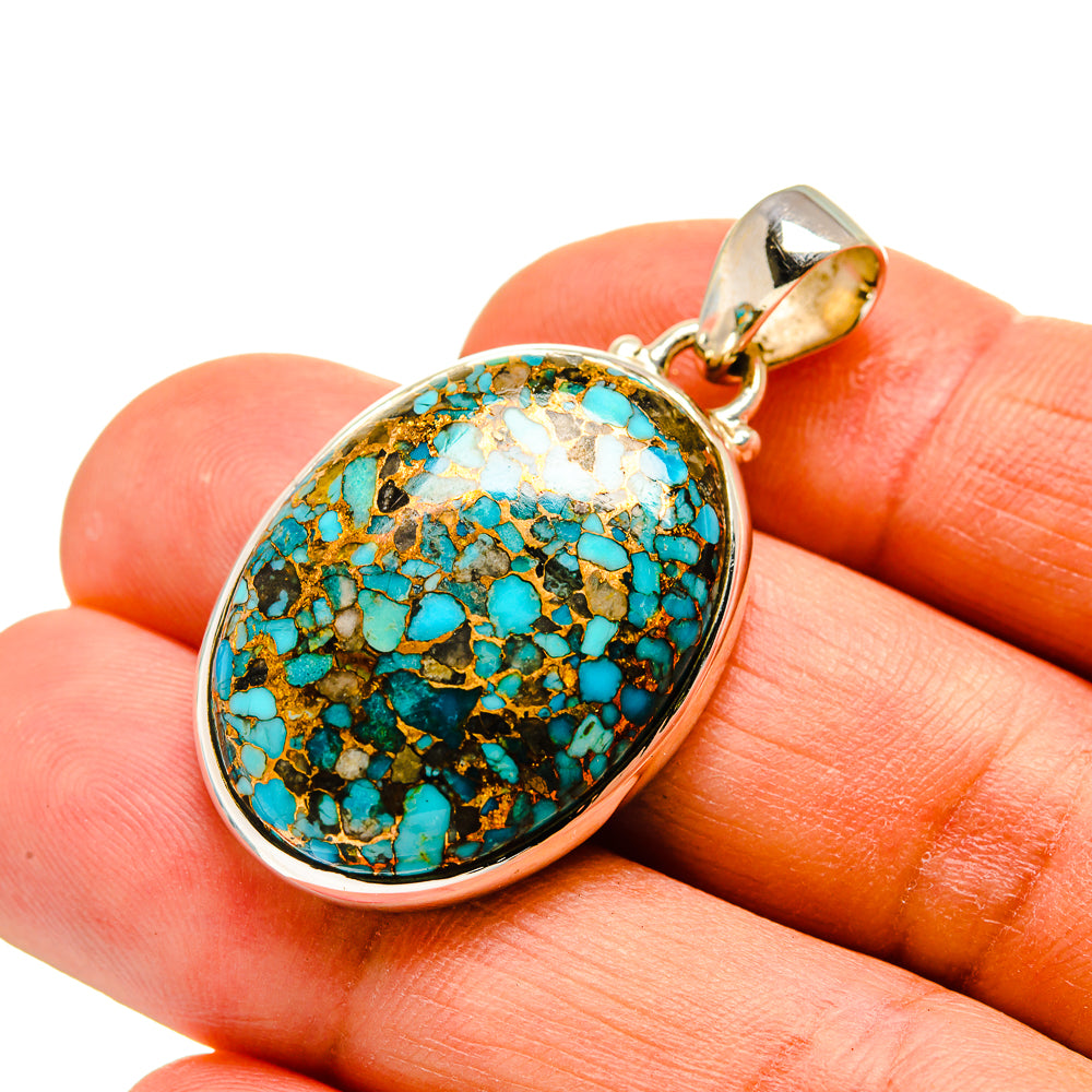 Blue Copper Composite Turquoise Pendants handcrafted by Ana Silver Co - PD743875