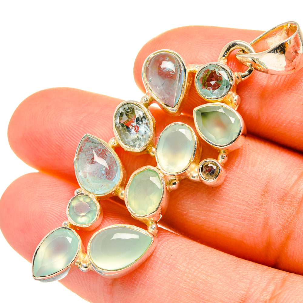 Aqua Chalcedony Pendants handcrafted by Ana Silver Co - PD7439
