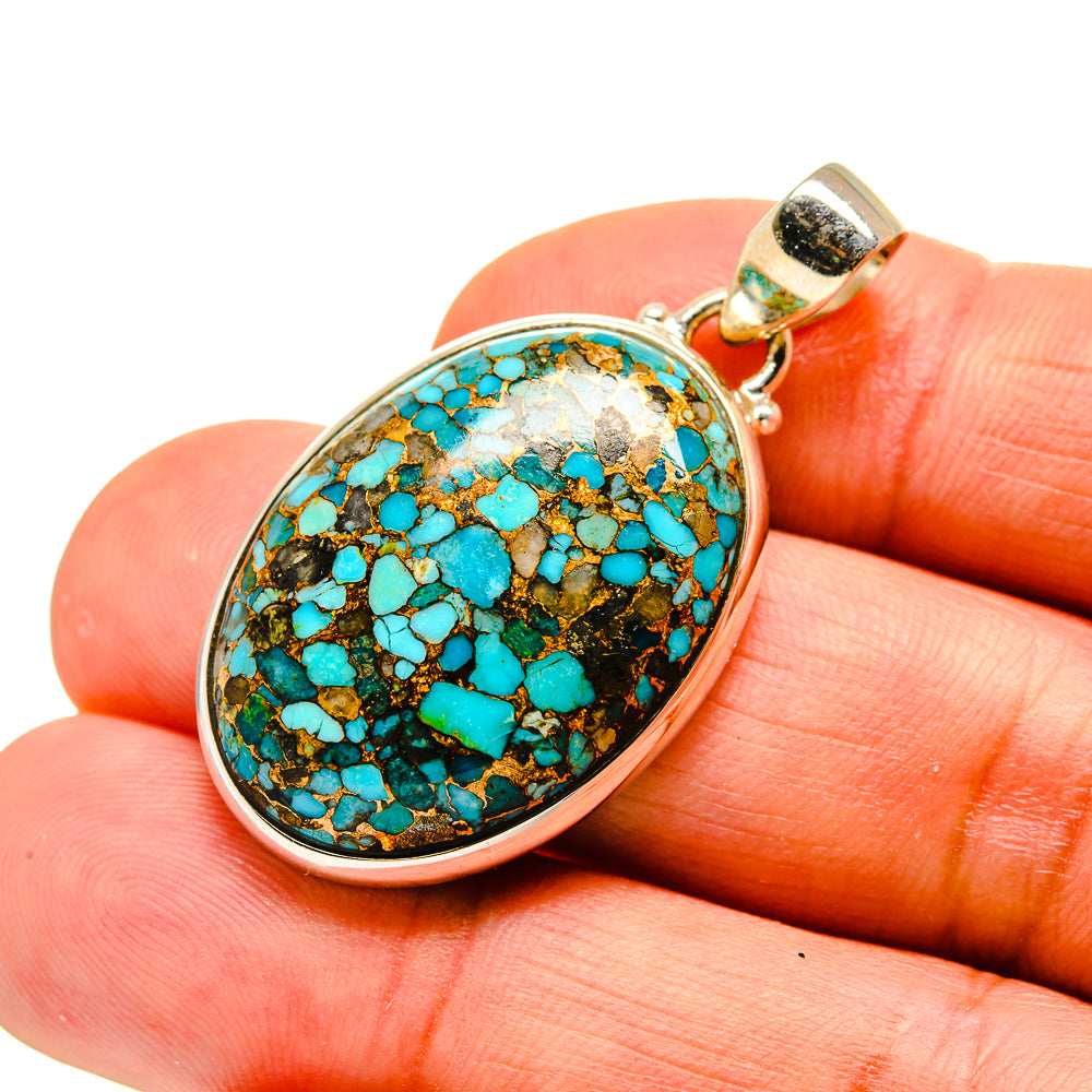 Blue Copper Composite Turquoise Pendants handcrafted by Ana Silver Co - PD743932
