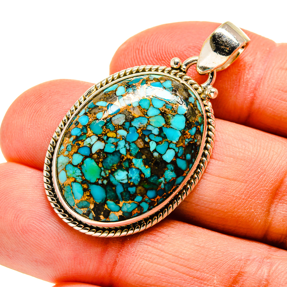 Blue Copper Composite Turquoise Pendants handcrafted by Ana Silver Co - PD744814