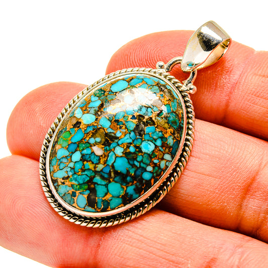 Blue Copper Composite Turquoise Pendants handcrafted by Ana Silver Co - PD744878