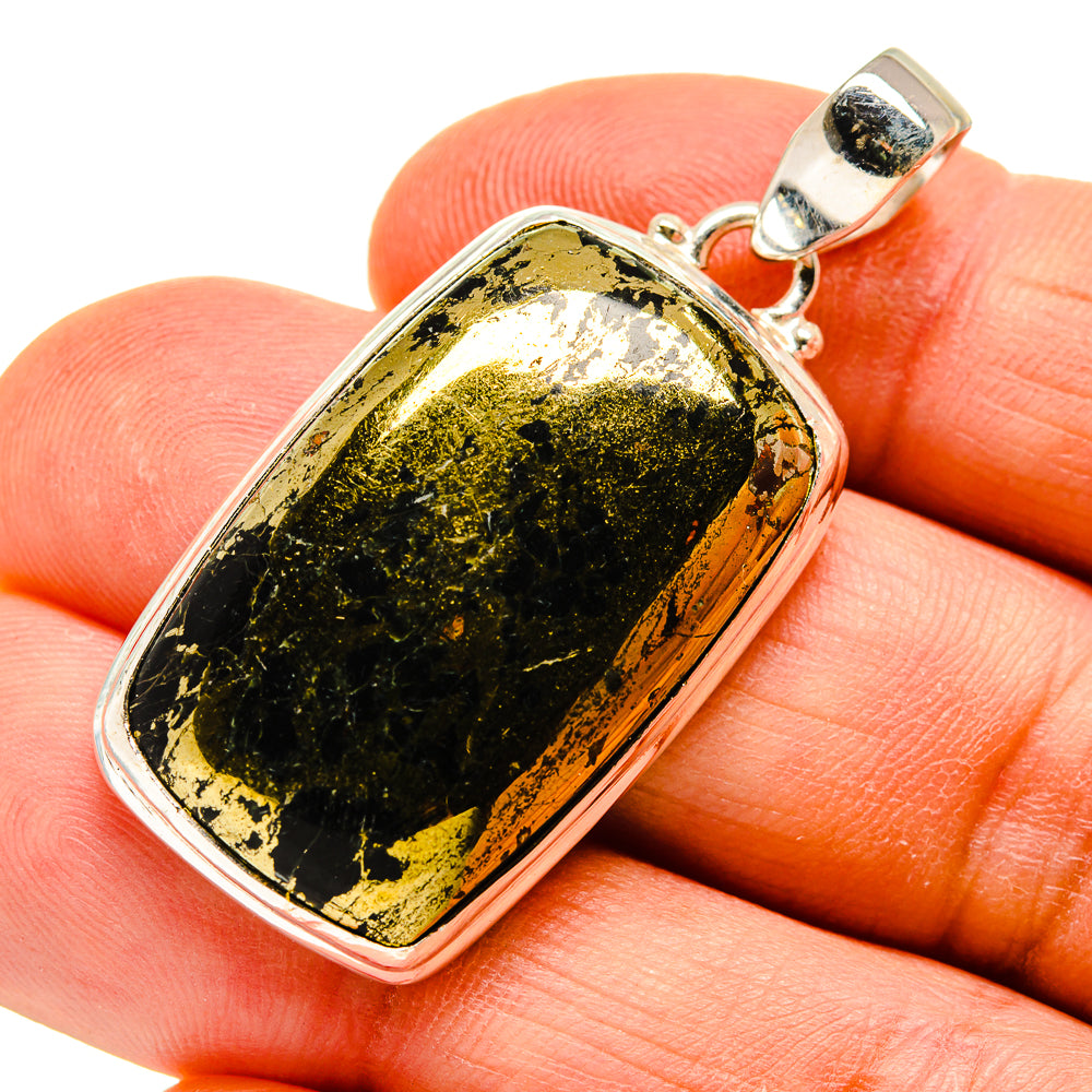 Pyrite In Black Onyx Pendants handcrafted by Ana Silver Co - PD744889