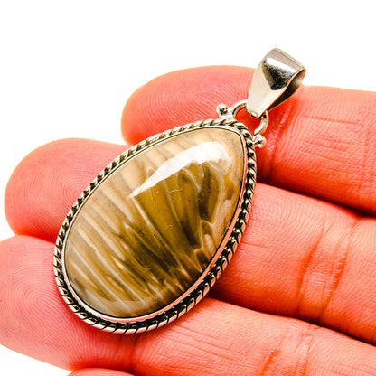 Oval jasper pendant in 925 sterling silver bezel with rope edge and bail