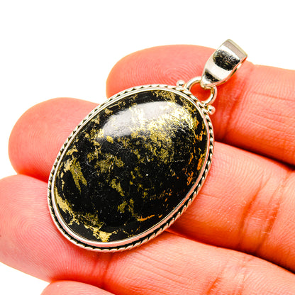 Pyrite In Black Onyx Pendants handcrafted by Ana Silver Co - PD744919