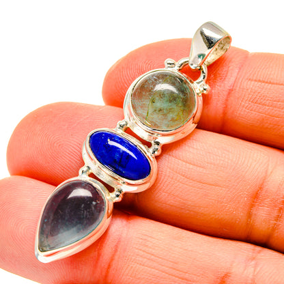Blue Fluorite Pendants handcrafted by Ana Silver Co - PD745056