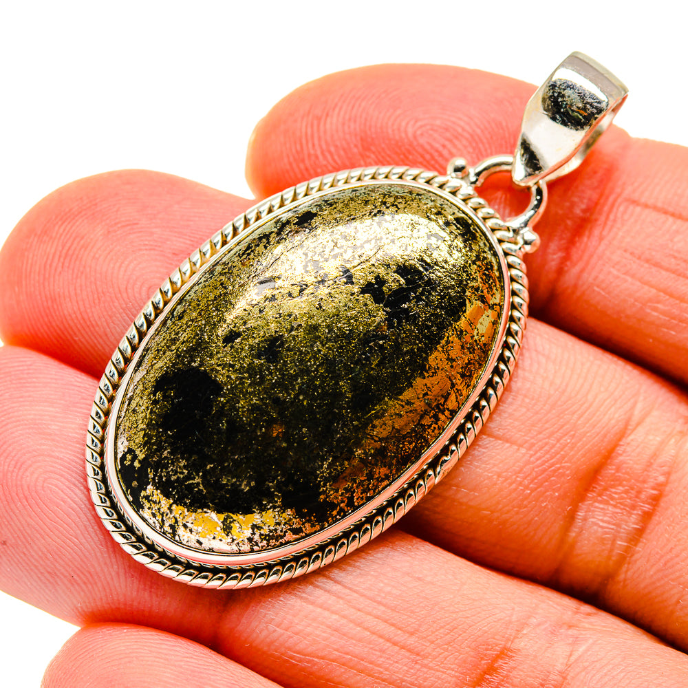 Pyrite In Black Onyx Pendants handcrafted by Ana Silver Co - PD745227