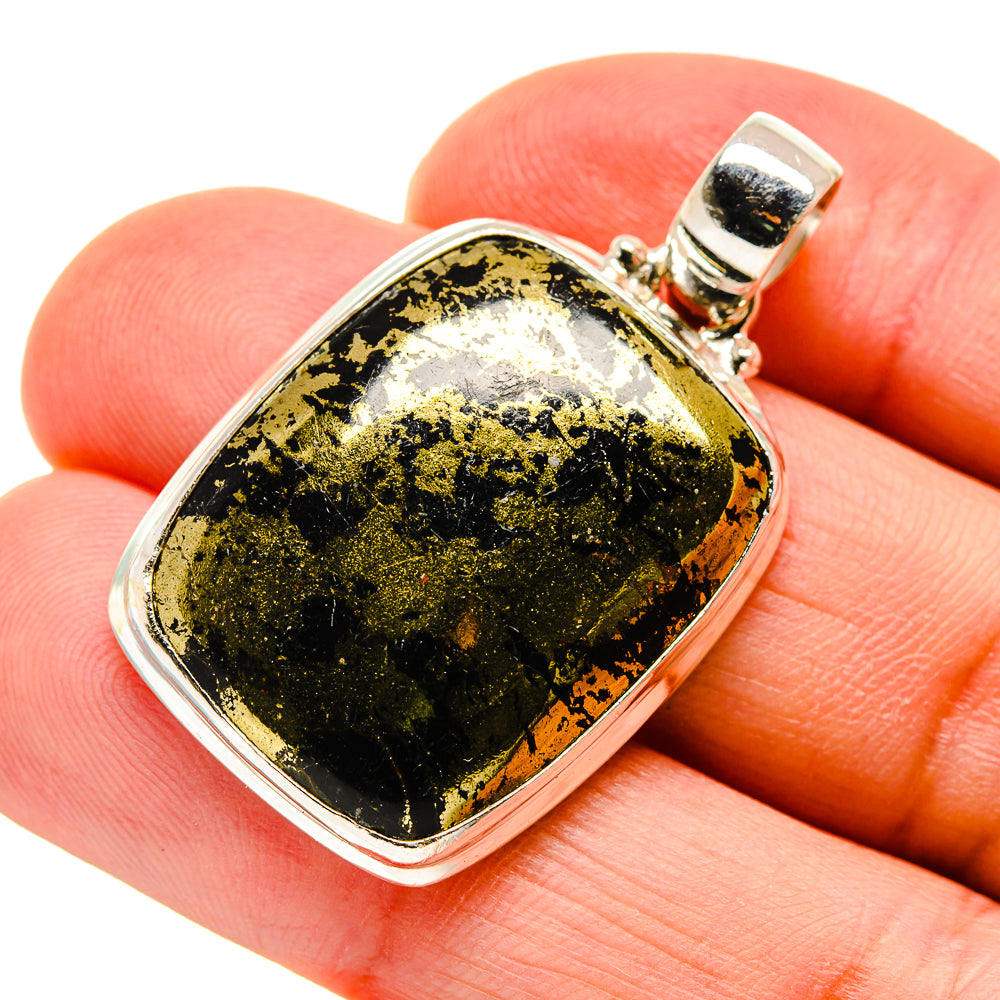 Pyrite In Black Onyx Pendants handcrafted by Ana Silver Co - PD745293