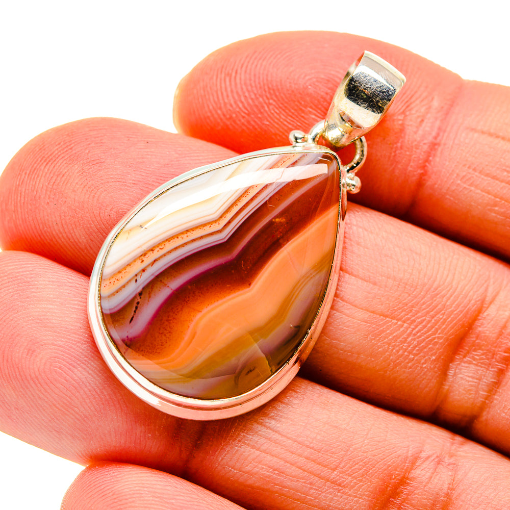 Orange Botswana Agate Pendants handcrafted by Ana Silver Co - PD745308