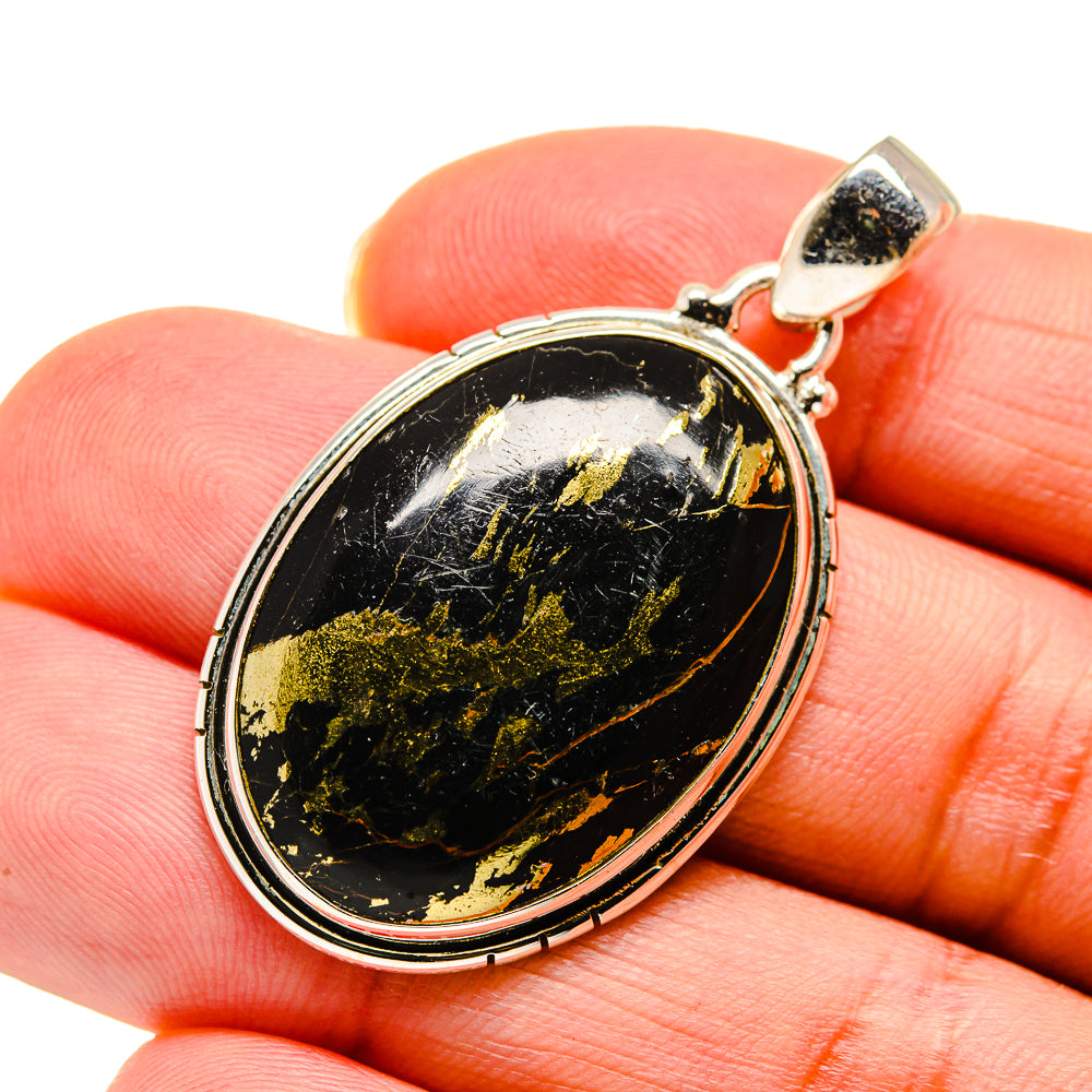 Pyrite In Black Onyx Pendants handcrafted by Ana Silver Co - PD745388