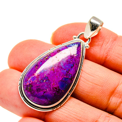 Teardrop gemstone pendant with purple stone in sterling silver bail