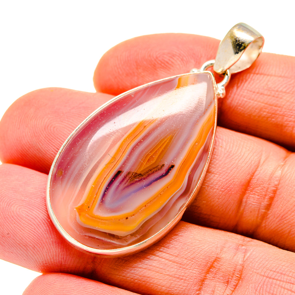 Orange Botswana Agate Pendants handcrafted by Ana Silver Co - PD745521