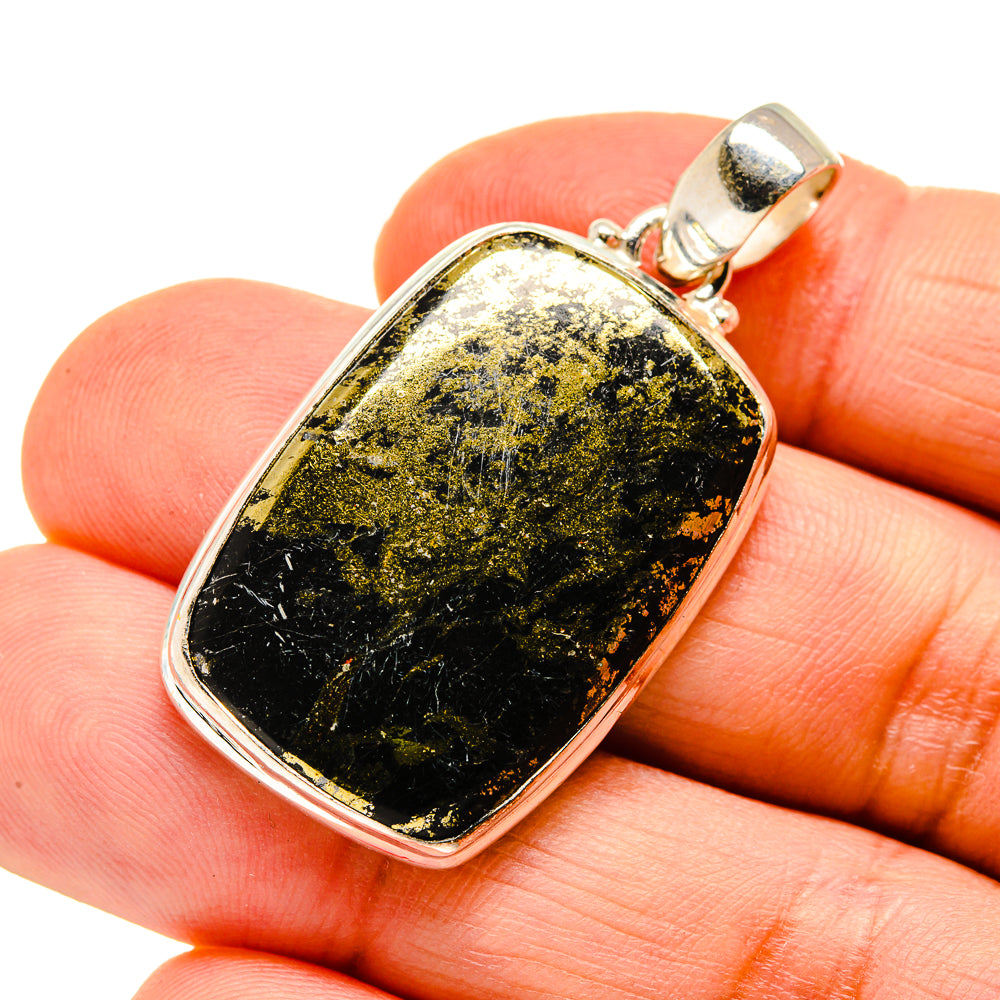 Pyrite In Black Onyx Pendants handcrafted by Ana Silver Co - PD745675