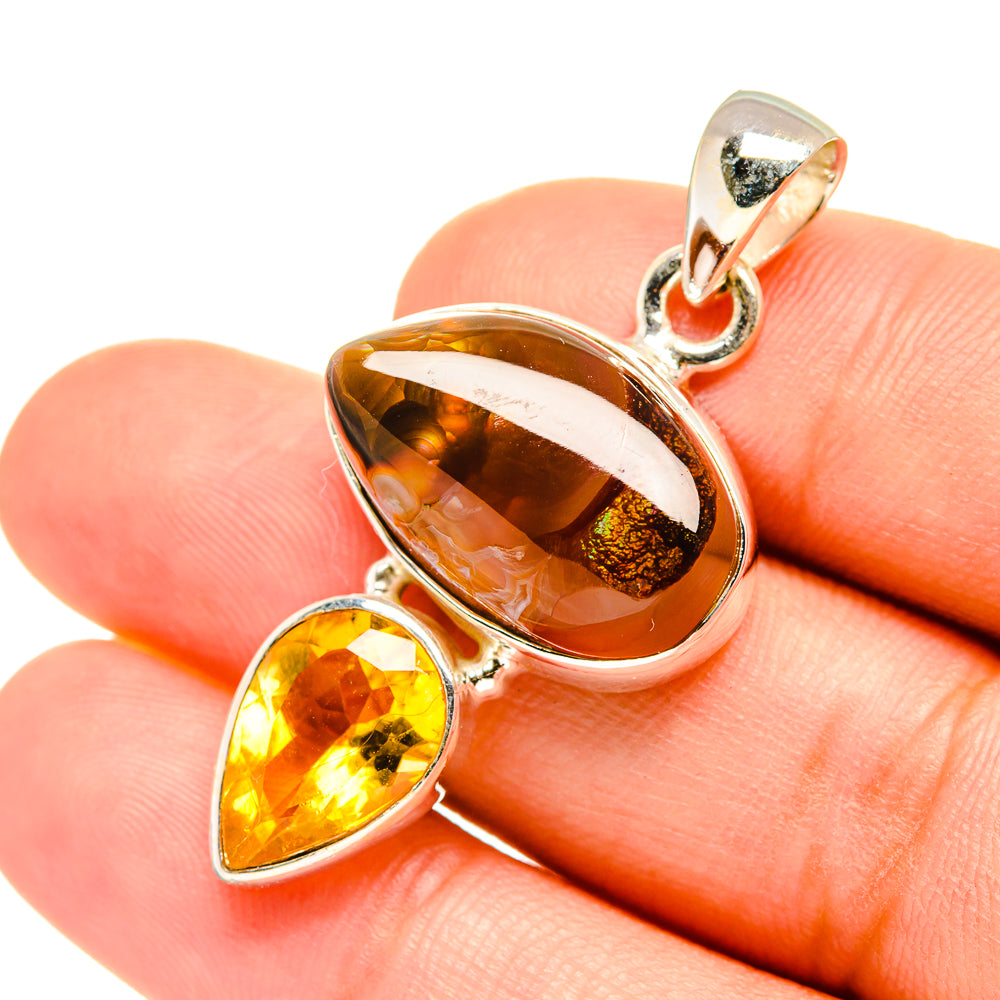 Mexican Fire Agate Pendants handcrafted by Ana Silver Co - PD7460
