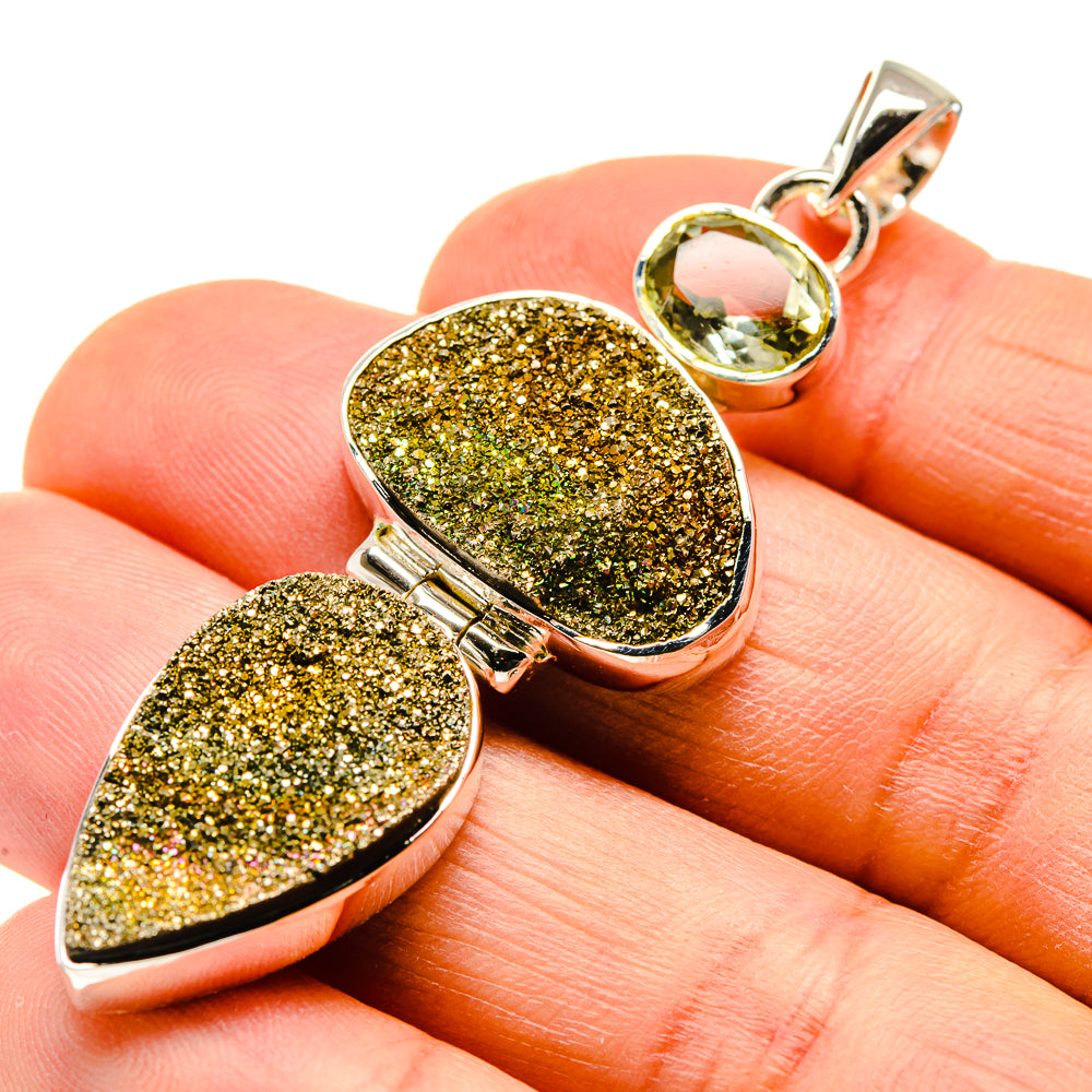 Spectro Pyrite Druzy Pendants handcrafted by Ana Silver Co - PD746952