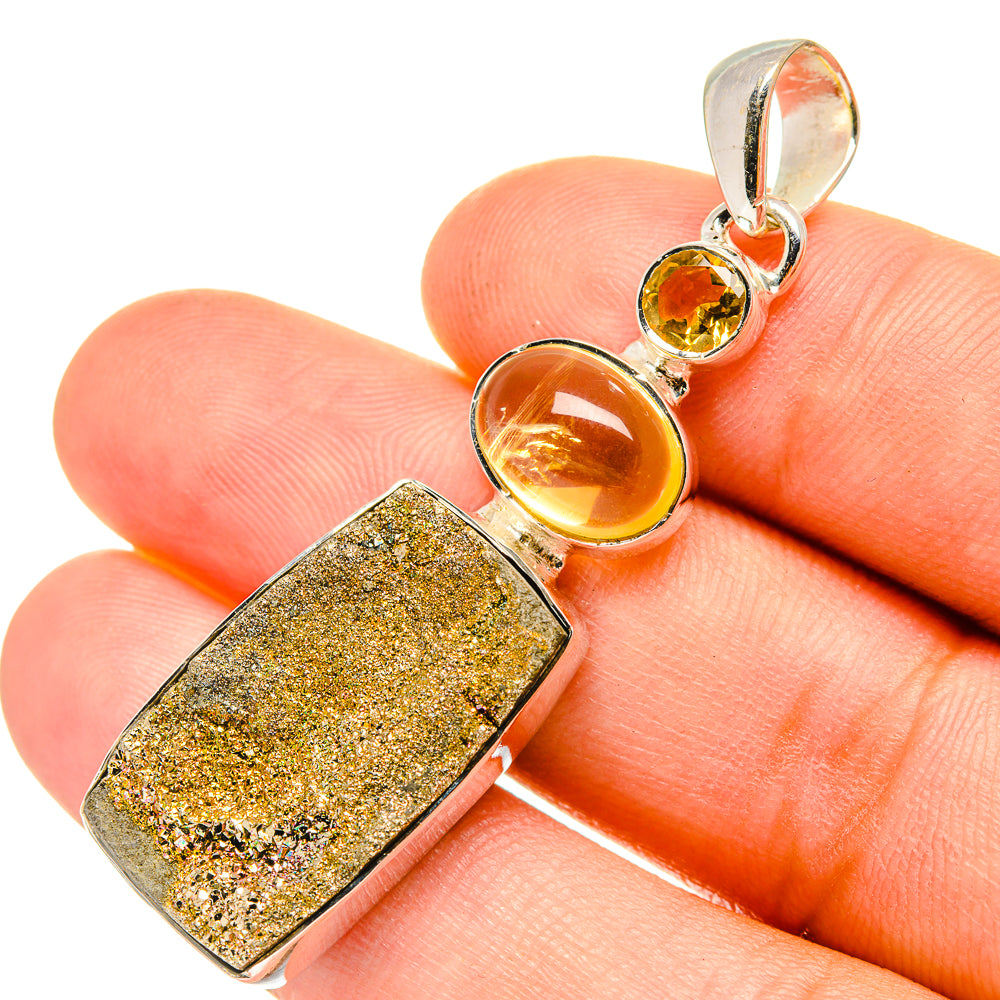 Spectro Pyrite Druzy Pendants handcrafted by Ana Silver Co - PD7470