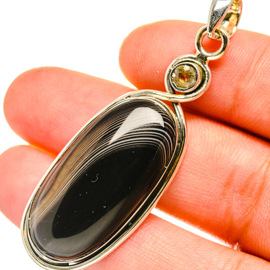 Black Banded Agate Pendants handcrafted by Ana Silver Co - PD7480