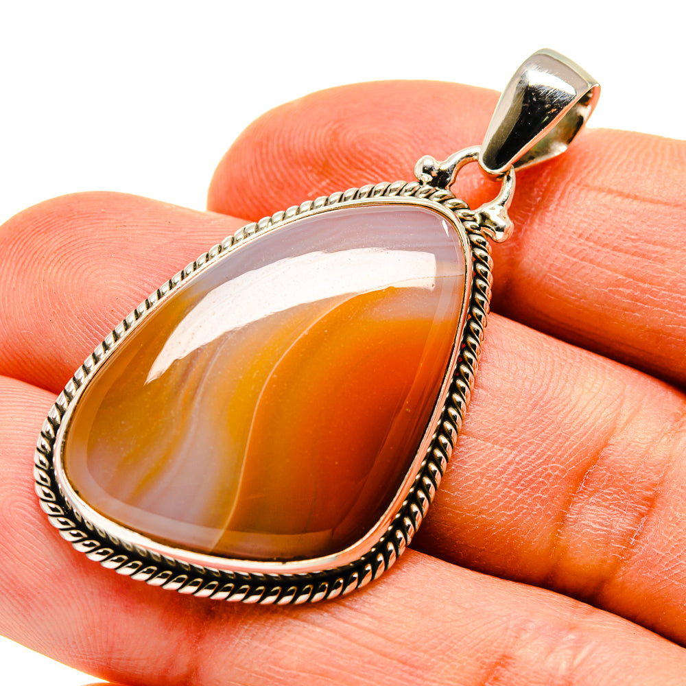 Orange Botswana Agate Pendants handcrafted by Ana Silver Co - PD748256