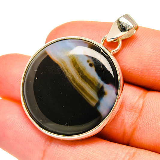 Black Banded Agate Pendants handcrafted by Ana Silver Co - PD7483