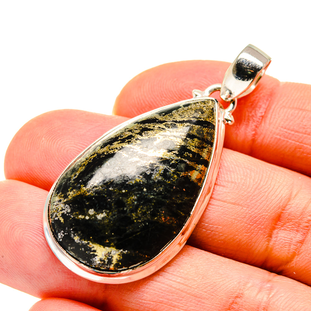 Pyrite In Black Onyx Pendants handcrafted by Ana Silver Co - PD748440