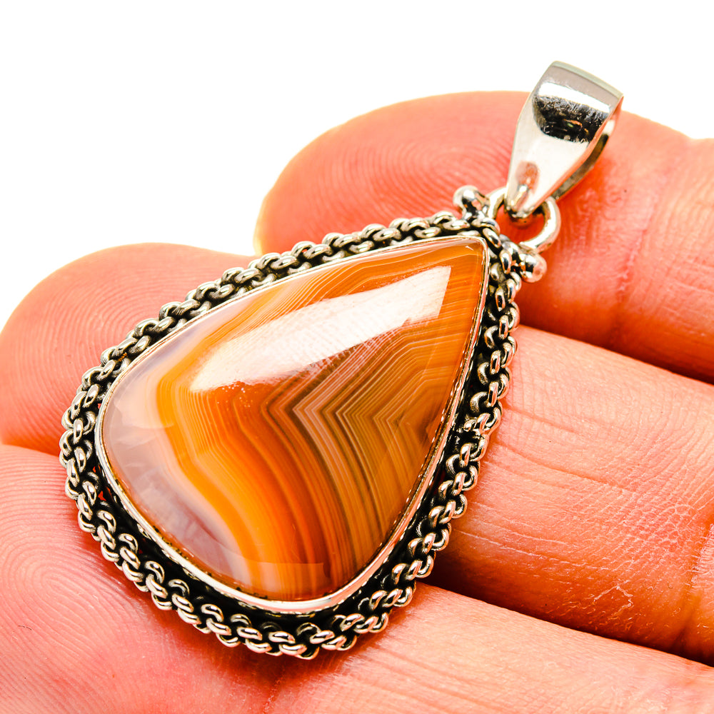 Orange Botswana Agate Pendants handcrafted by Ana Silver Co - PD748653