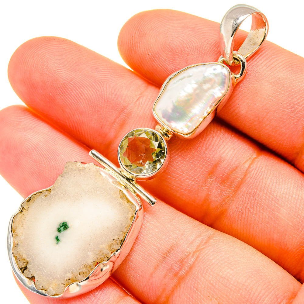 White Solar Quartz Pendants handcrafted by Ana Silver Co - PD7488