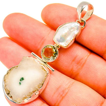 White Solar Quartz Pendants handcrafted by Ana Silver Co - PD7488