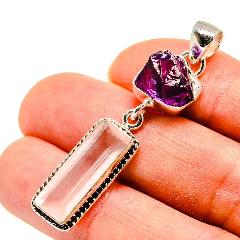 Rose Quartz Pendants handcrafted by Ana Silver Co - PD748970