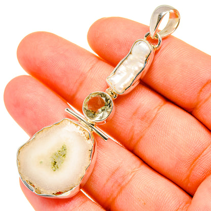 White Solar Quartz Pendants handcrafted by Ana Silver Co - PD7491