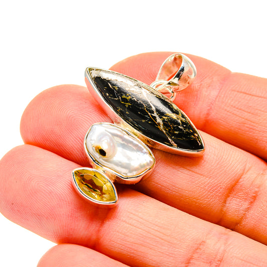 Black Agate Pendants handcrafted by Ana Silver Co - PD750627