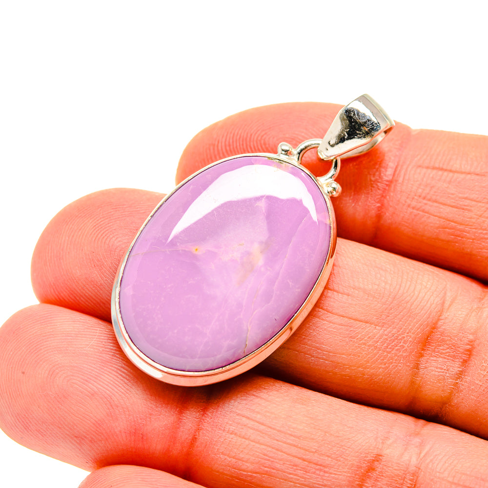 Oval purple phosphosiderite pendant with sterling silver bezel and bail
