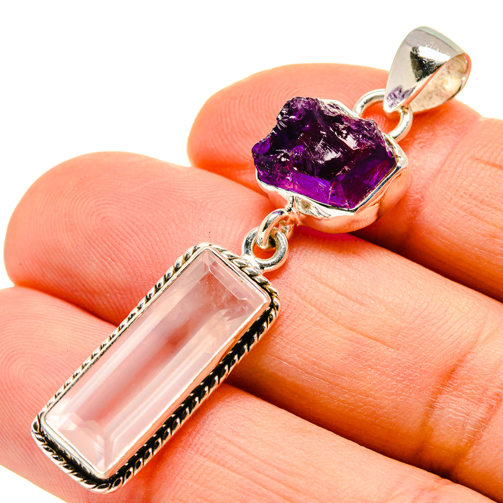 Rose Quartz Pendants handcrafted by Ana Silver Co - PD751043