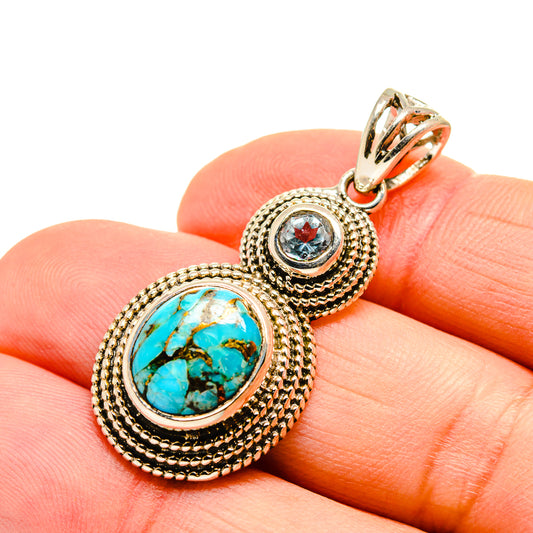 Blue Copper Composite Turquoise Pendants handcrafted by Ana Silver Co - PD751464