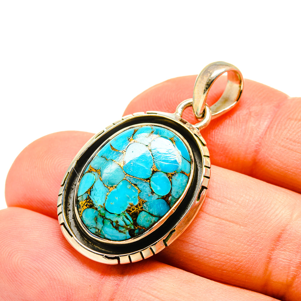 Blue Copper Composite Turquoise Pendants handcrafted by Ana Silver Co - PD751495