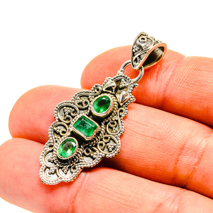 Zambian Emerald Pendants handcrafted by Ana Silver Co - PD751674
