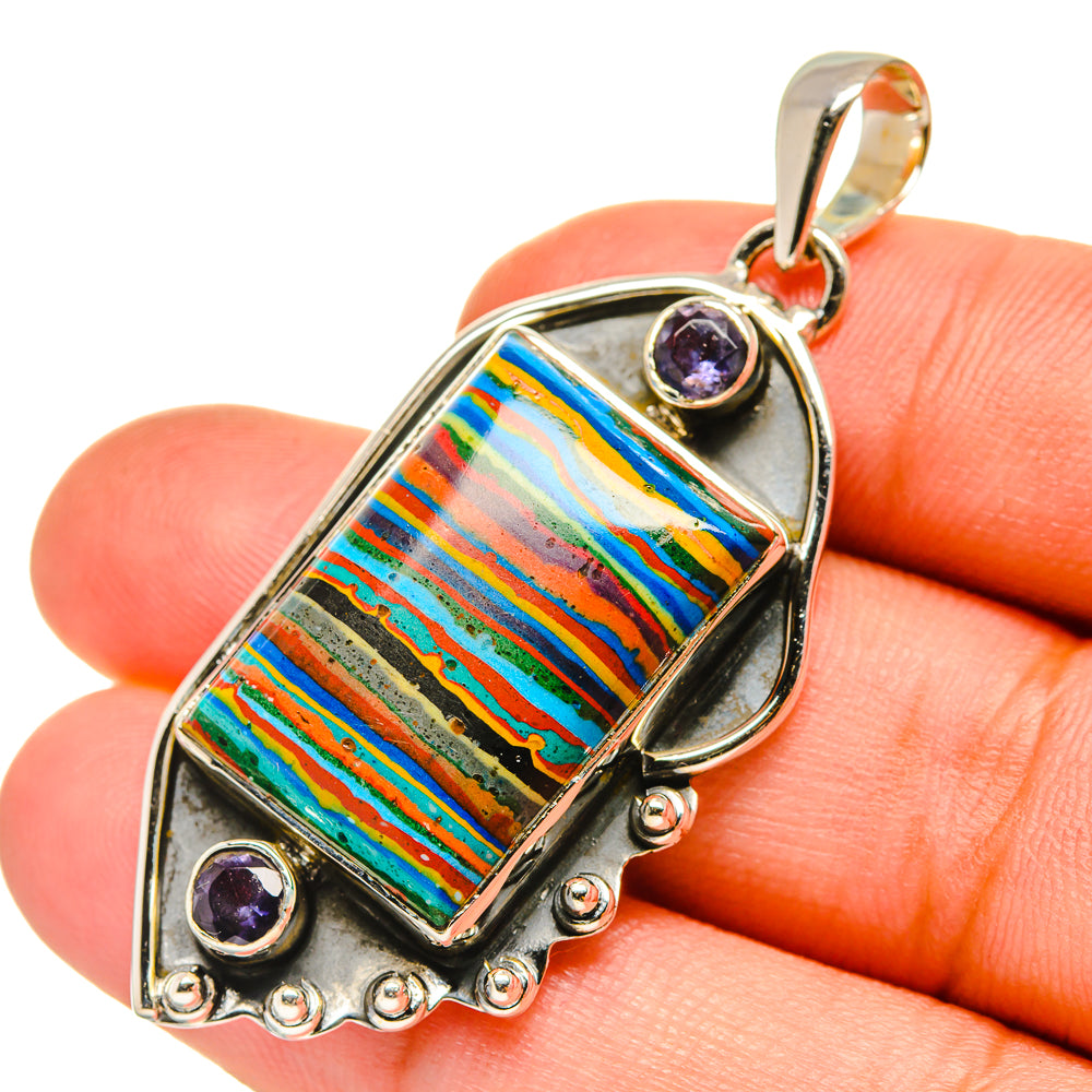 Rainbow Calsilica Pendants handcrafted by Ana Silver Co - PD7517
