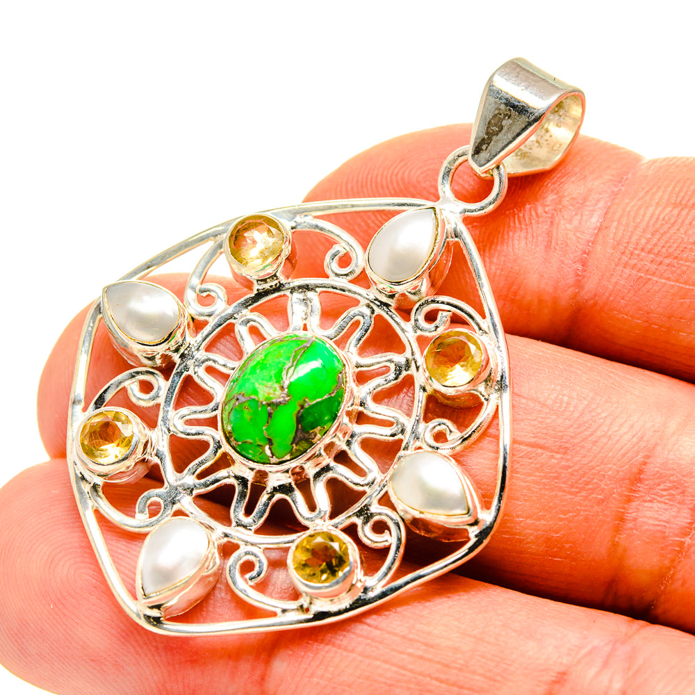 Green Copper Composite Turquoise Pendants handcrafted by Ana Silver Co - PD751703
